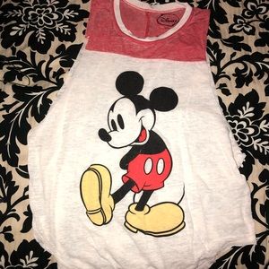 red and white baseball style mickey mouse tank